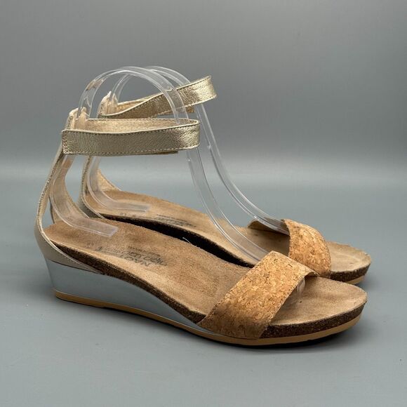 Naot Pixie Women's 6 Cork Ivory Sandals Strappy Wedge Ankle Strap Comfort Shoes - Picture 1 of 11